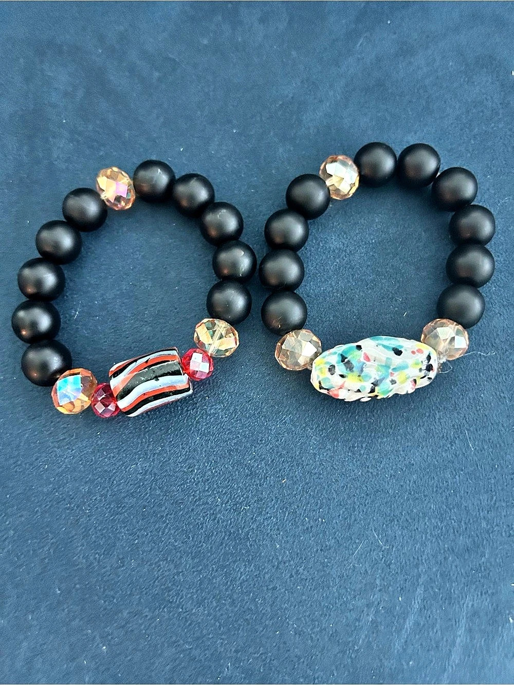 Beaded Bracelet Set Black & Multicolor Like New